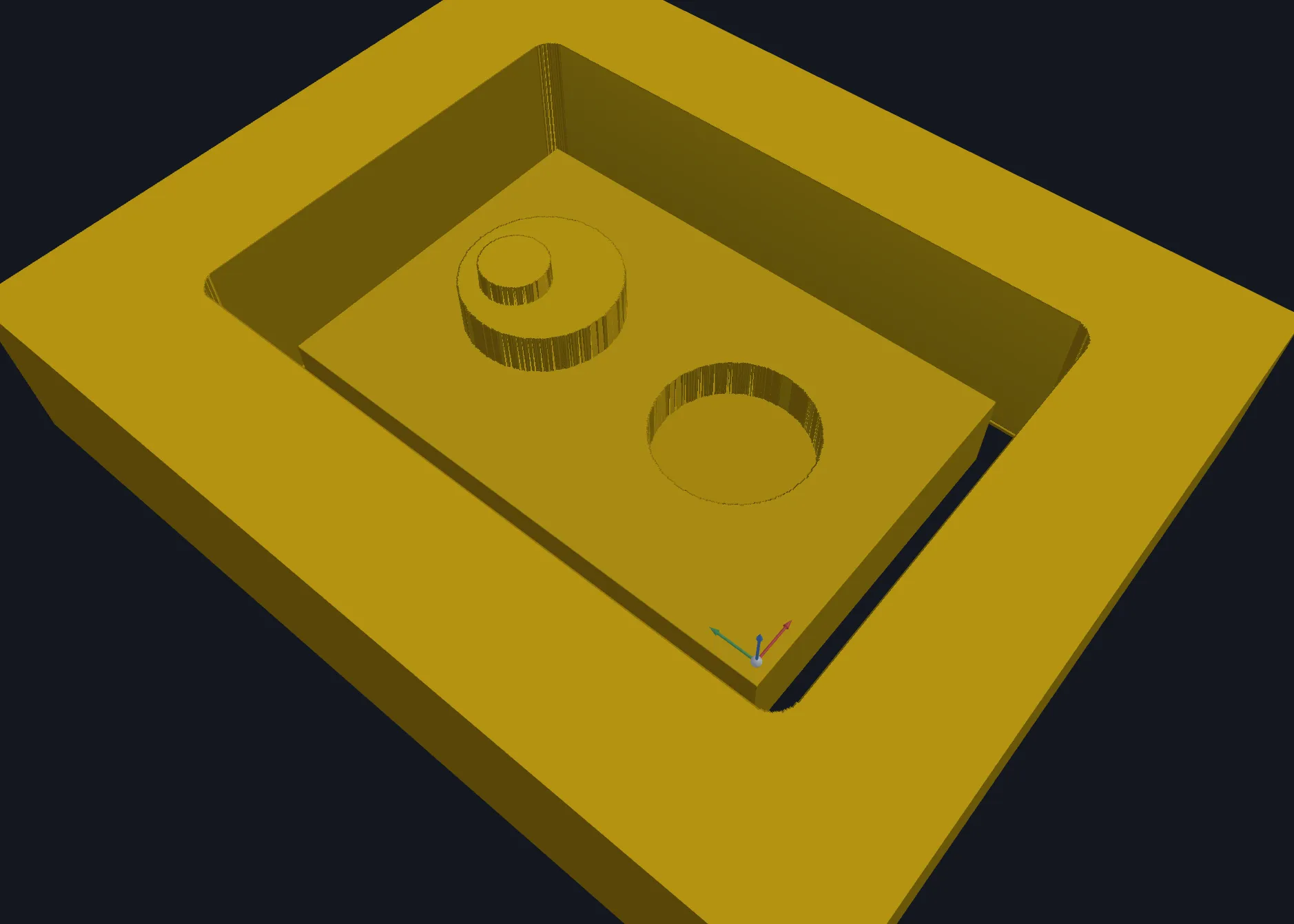 The stepped model after 3D Surface Cleanup, with its floor and walls visibly machined