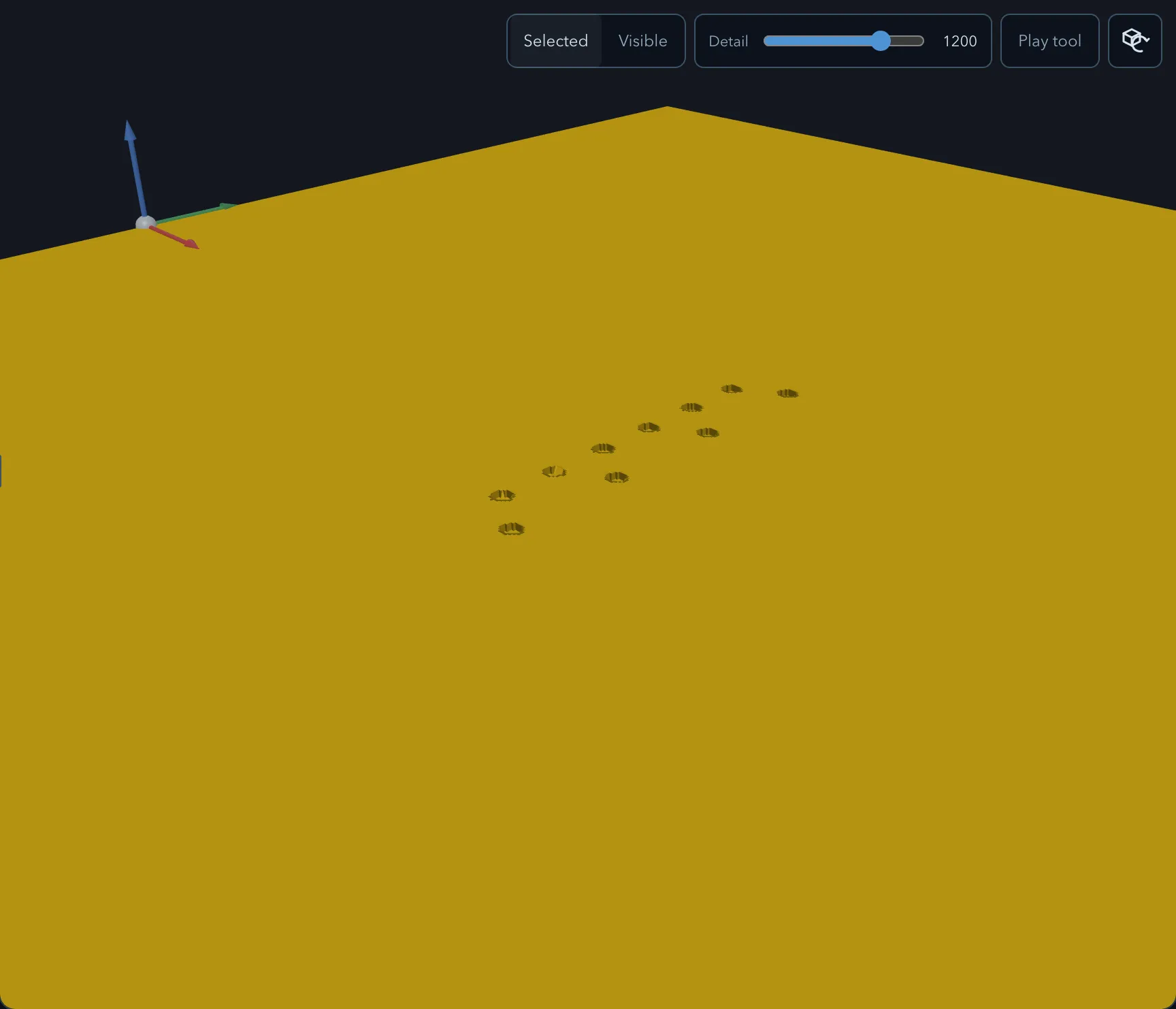 The simulated stock after drilling, with the row of holes bored into the surface