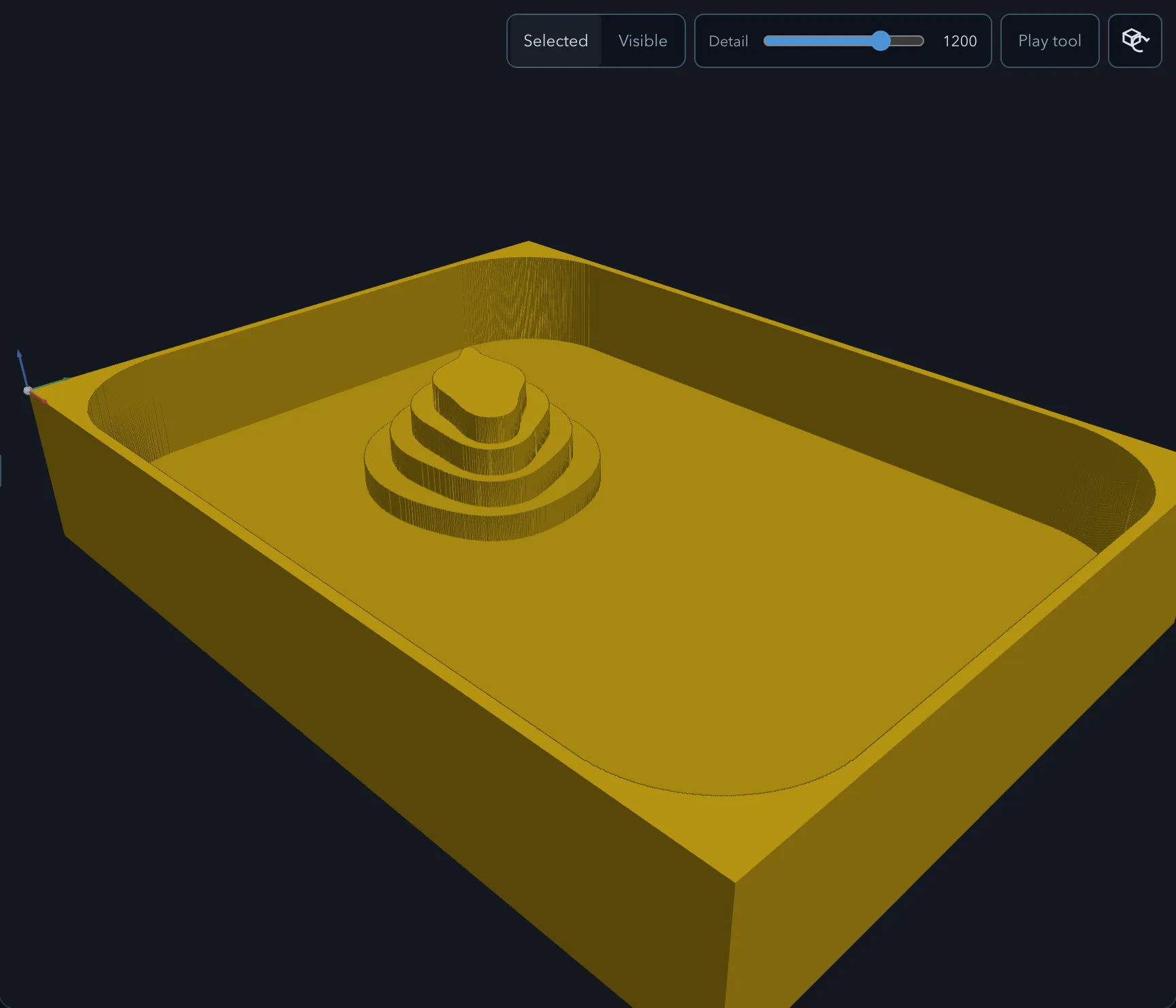 The simulated stock after a surface clean, the material above the plate removed to a flat floor with the relief left standing