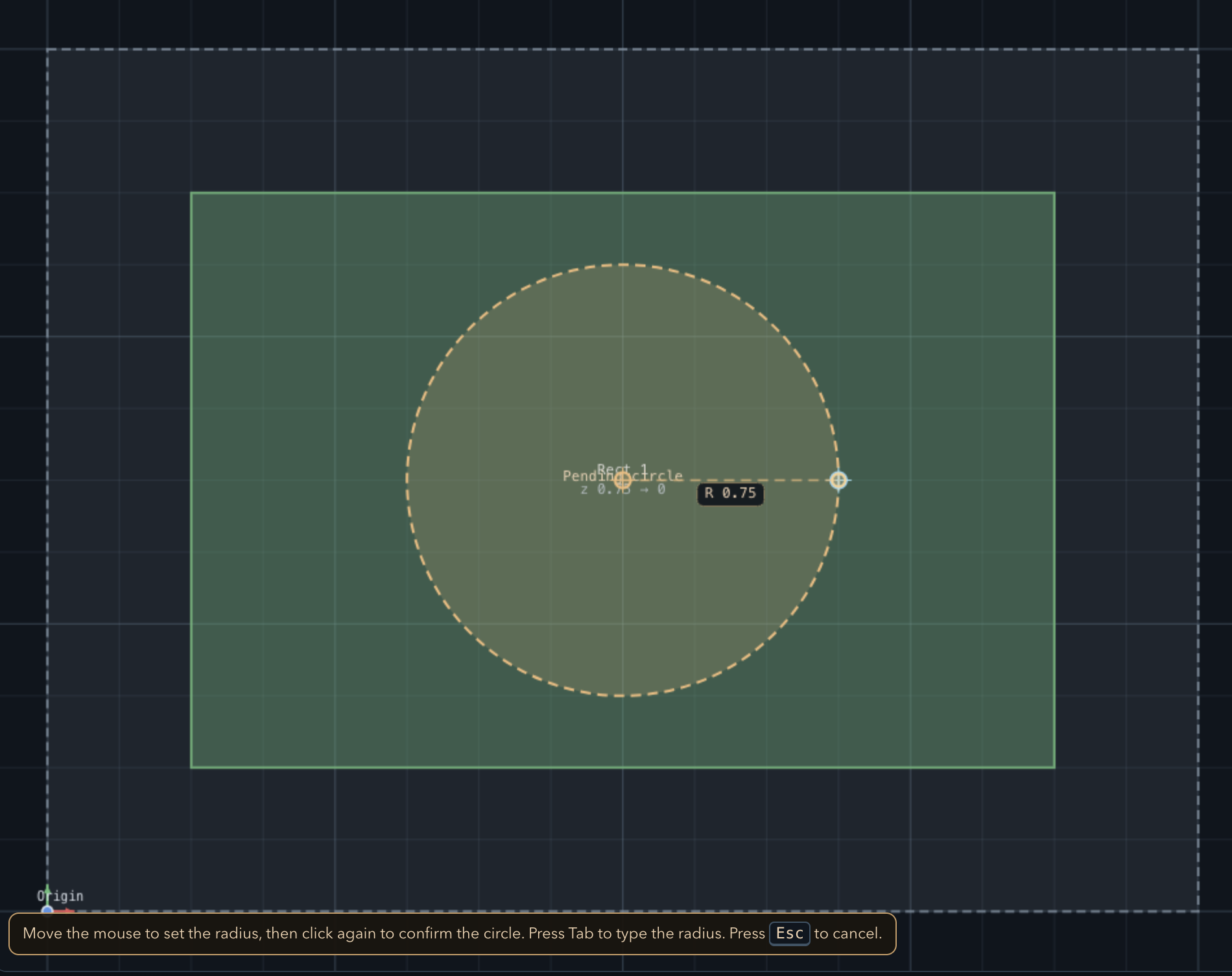 Circle centered in the rectangle